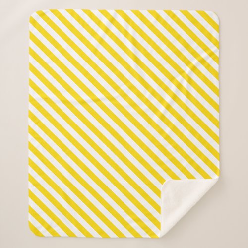 Yellow White Striped Template Modern Decorative Sherpa Blanket