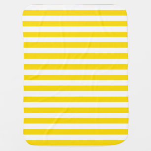 Yellow White Striped Trendy Stylish Template Baby Blanket