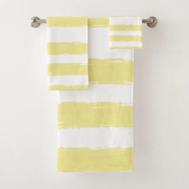 Yellow White Stripes Bath Towel Set | Zazzle