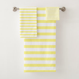 yellow & white stripes bath towel set