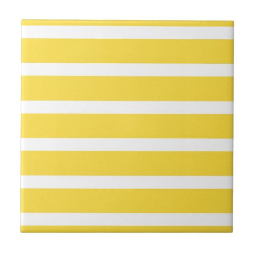 Yellow White Stripes Ceramic Tile