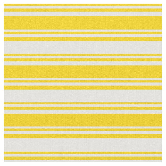 Yellow & White Stripes/Lines Pattern Fabric (Close Up)