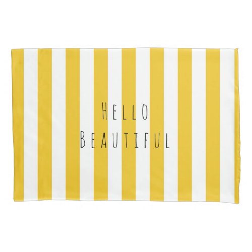 Yellow  White Stripes Modern Chic Bright Bold Pillowcase