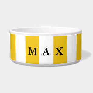 Yellow & White Stripes Modern Chic Pet Dog Bowl