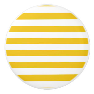 Yellow & White Stripes Modern Striped Chic Bedroom Ceramic Knob
