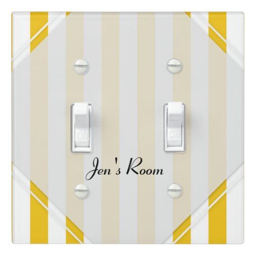 Yellow  White Stripes Modern Striped Chic Custom Light Switch Cover