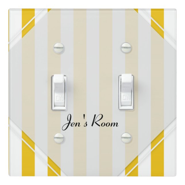 Yellow & White Stripes Modern Striped Chic Custom Light Switch Cover (In Situ)