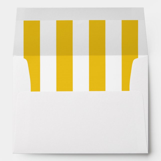 Yellow & White Stripes Modern Striped Invitation Envelope (Back (Bottom))