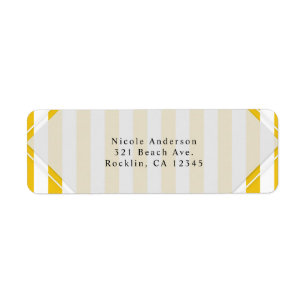 Yellow & White Stripes Modern Striped Invitation Label
