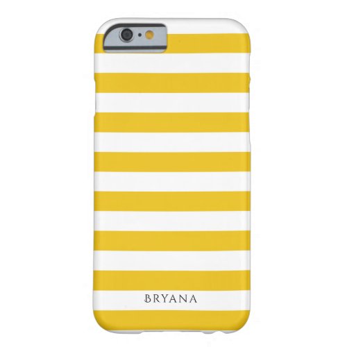 Yellow  White Stripes Modern Striped Personalized Barely There iPhone 6 Case