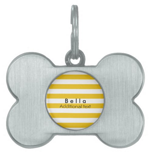 Yellow  White Stripes Modern Striped Personalized Pet ID Tag