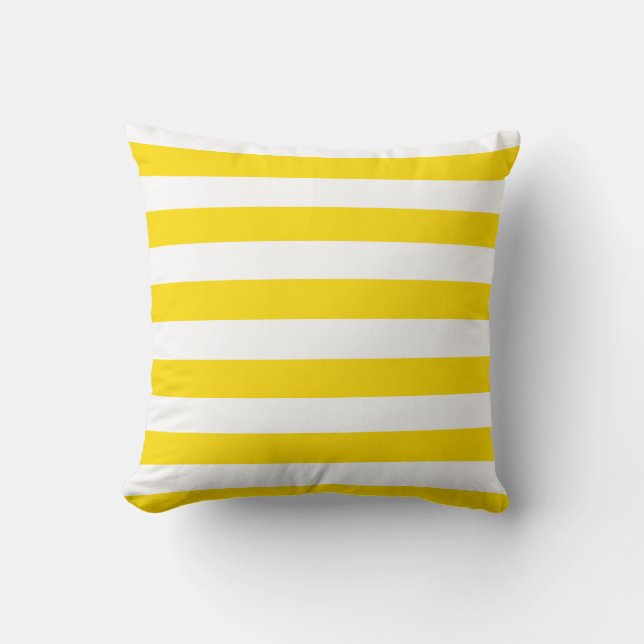 Yellow White Stripes Modern Stylish Cotton Throw Pillow (Front)