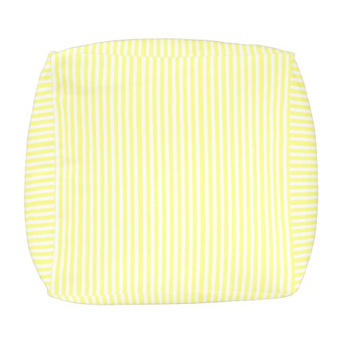 Yellow  White Stripes Striped Footstool Pouf