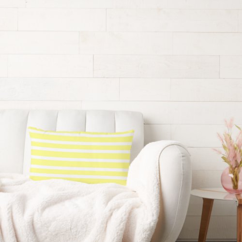 Yellow White Stripes Striped Pattern Lumbar Pillow
