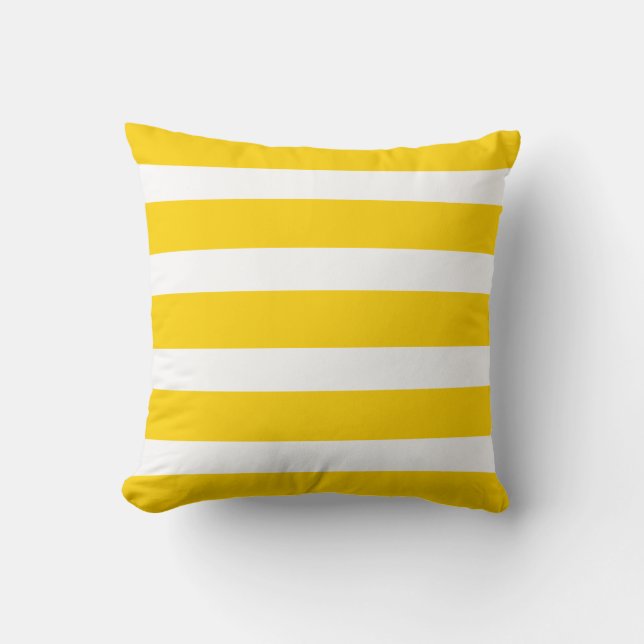 Yellow & White Stripes Throw Pillow (Front)
