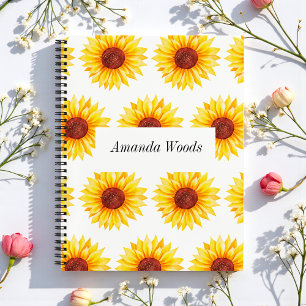 Yellow White Sunflower Floral Pattern Planner