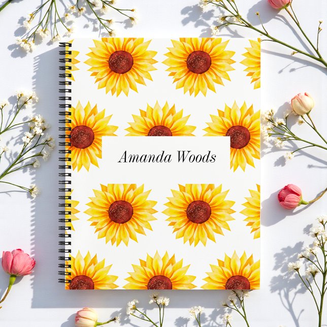 Yellow White Sunflower Floral Spiral Notebook (Creator Uploaded)