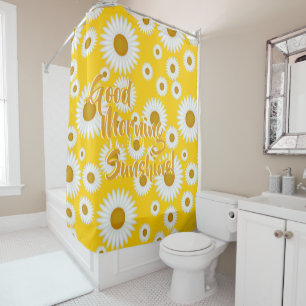 yellow white sunshine daisy pattern customizable 2 shower curtain