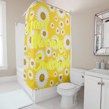 Yellow White Sunshine Daisy Pattern Customizable Shower Curtain by funny_tshirt at Zazzle
