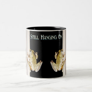 Yellow White Tree Frog on Windowsill Two-Tone Coffee Mug