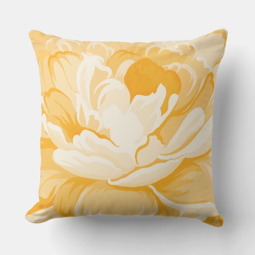 Yellow   White Watercolors Flower Illustration Throw Pillow