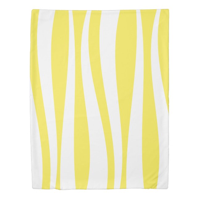 Yellow White Waves Cabana Stripe Duvet Cover (Front)
