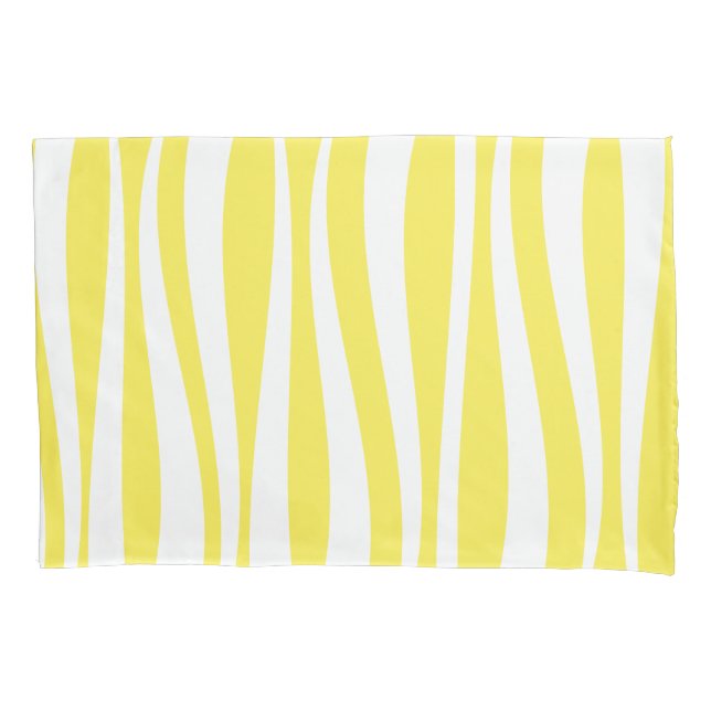 Yellow White Waves Cabana Stripe Pillow Case (Front)