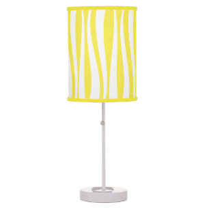 Yellow White Waves Cabana Stripe Table Lamp