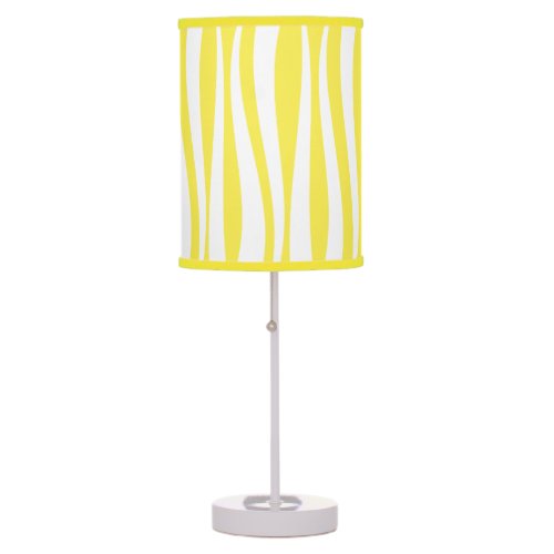 Yellow White Waves Cabana Stripe Table Lamp