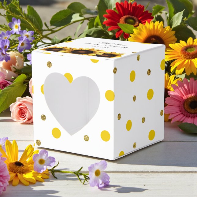Yellow White Wedding Sunflower Favor Boxes (Creator Uploaded)