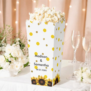 Yellow White Wedding Sunflower  Favor Boxes