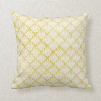 Yellow white worn damask pattern pillow