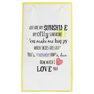 Yellow & White; You are my Sunshine Small Gift Bag