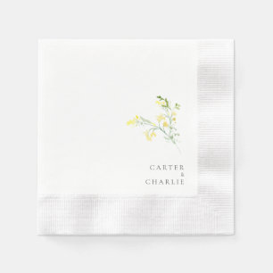 Yellow Widlflowers Wedding Coined Cocktail Napkins