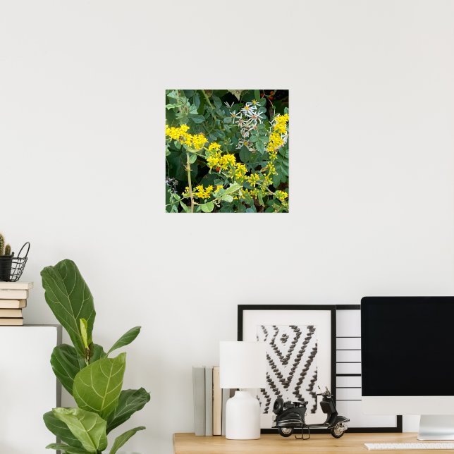 Yellow Wild Flower Bushes Matted Poster (Home Office)