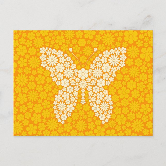 Yellow Wild Flowers Butterfly Postcard (Front)