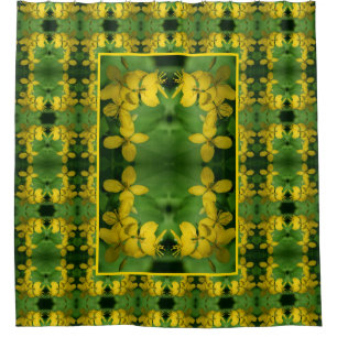 Yellow Wild Geranium Flowers Art Pattern     Shower Curtain