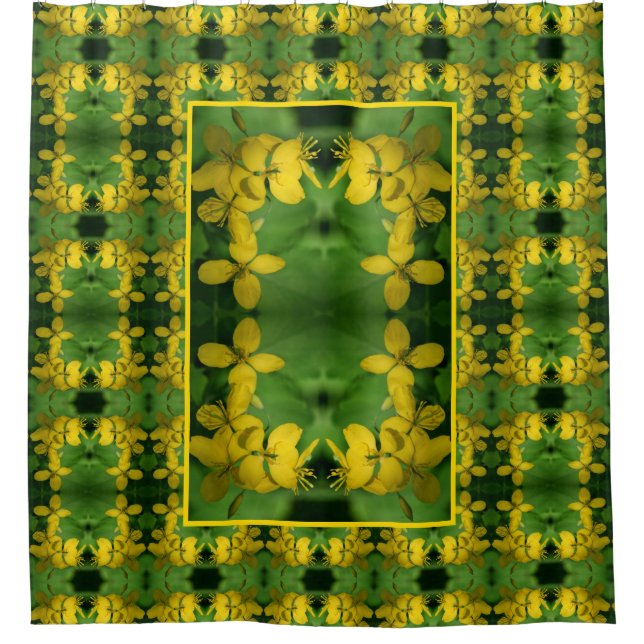 Yellow Wild Geranium Flowers Art Pattern     Shower Curtain (Front)