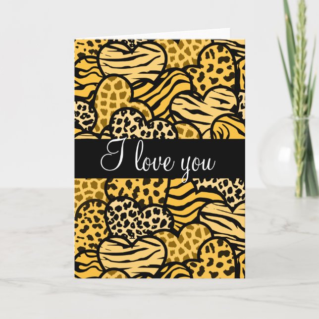 Yellow Wild hearts i Love you Greeting Card (Front)