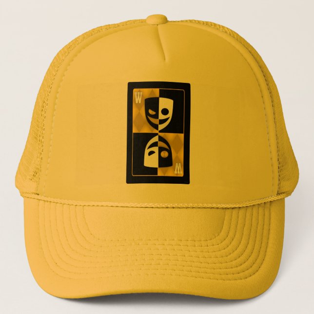 Yellow Wildcard Poker Diamonds Trucker Hat (Front)
