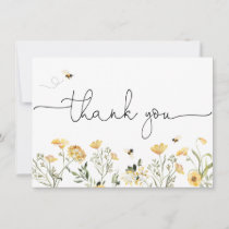 Yellow Wildflower and Bees Thank You Card