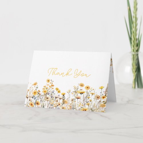 Yellow Wildflower Boho Baby Shower Thank You Card