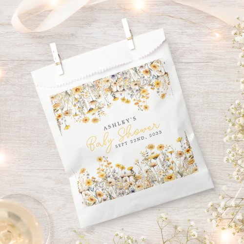 Baby Shower Essentials 7 Yellow Wildflower Boho Watercolor Baby Shower Favor Bag