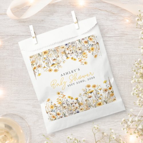 Yellow Wildflower Boho Watercolor Baby Shower Favor Bag