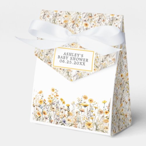 Baby Shower Essentials 5 Yellow Wildflower Boho Watercolor Baby Shower Favor Boxes