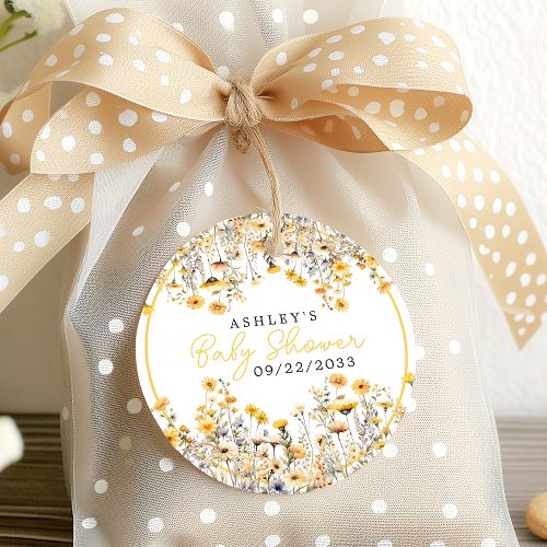 Yellow Wildflower Boho Watercolor Baby Shower Favor Tags