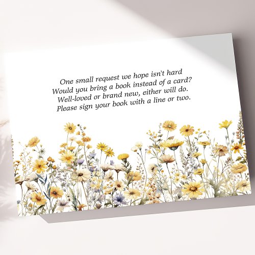 Yellow Wildflower Boho Watercolor Books For Baby Enclosure Card