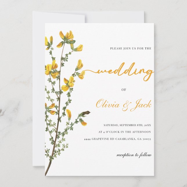 yellow wildflower boho Wedding  Invitation (Front)