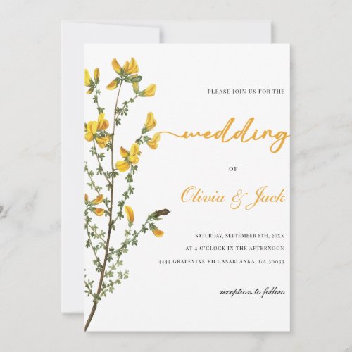 yellow wildflower boho Wedding  Invitation