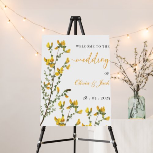 yellow wildflower boho Wedding sign